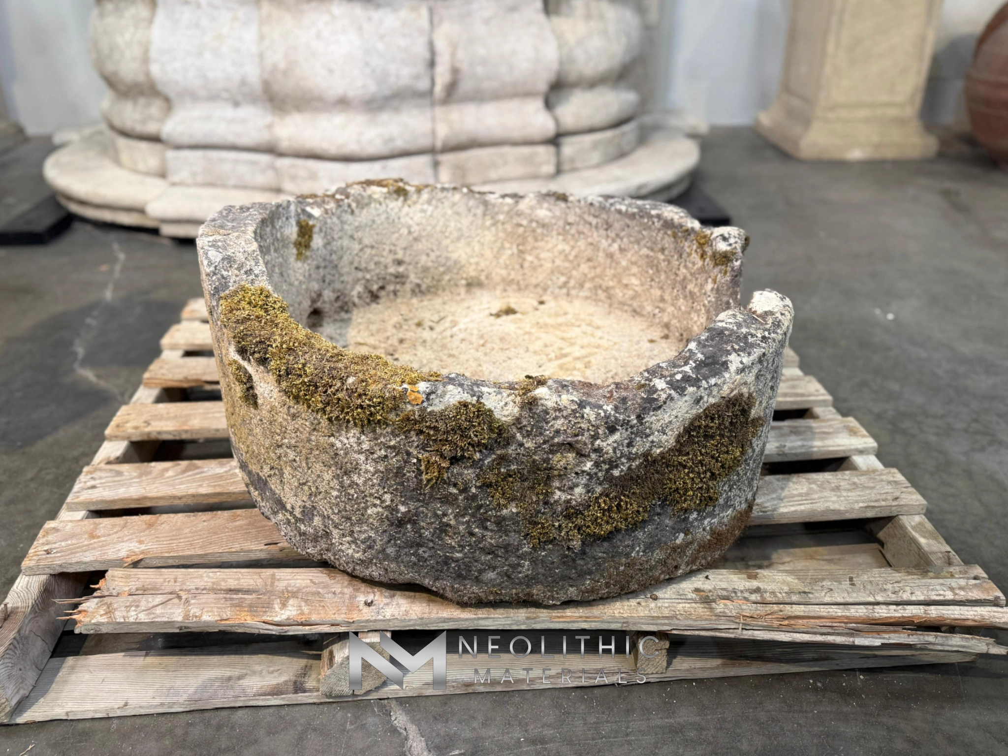 French Antique Round Limestone Trough - Image 3